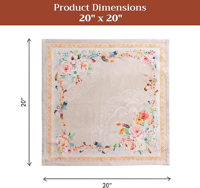 Maison d' Hermine Cloth Napkins Set of 4 100% Cotton Everyday Reusable Square Napkins Cloth Washable Dinner Party Wedding Restaurant Gifts for Mothers Day Spring/Summer (Ibiza - Beige, 20" x 20")