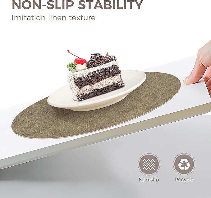 13" Round Placemats Set of 4, NCUE Dual-Sided Faux Leather Heat Resistant Table Mats, Waterproof Oilproof Washable Protective Table Placemats with Coaster, Wipeable Vinyl for Indoor & Outdoor Use