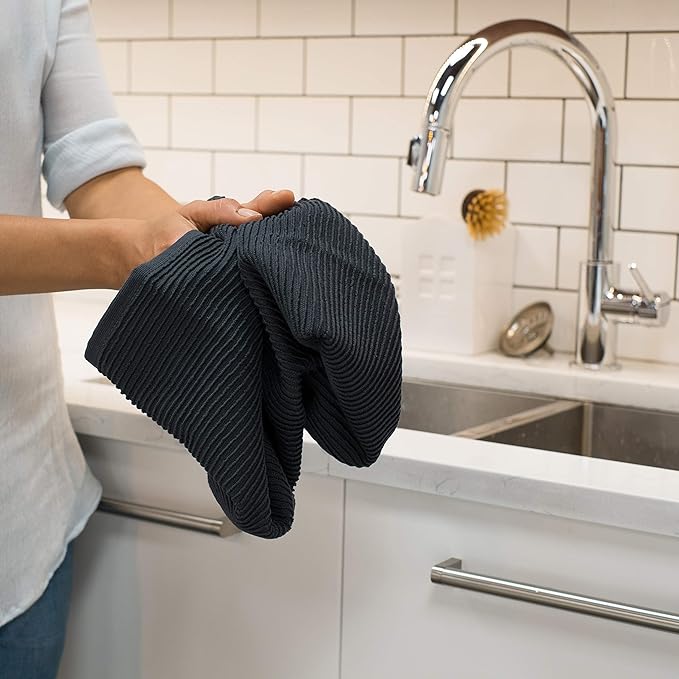 Now Designs Ripple Kitchen Towel, Set of 2, Black