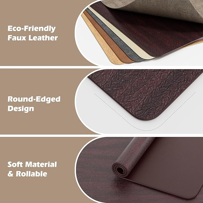 Aofmee Faux Leather Placemats Set of 6 - Waterproof - Wipeable - Washable - Heat Resistant - Anti Slip Stain Resistant Kitchen Dining Table Place Mats, Suitable for Indoor & Outdoor Use, Easy to Clean