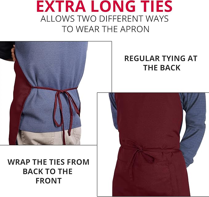 Utopia Kitchen 2 Pack Bib Apron, Adjustable with 2 Pockets, Water and Oil Resistant, Cooking Kitchen Chef Apron for Women Men
