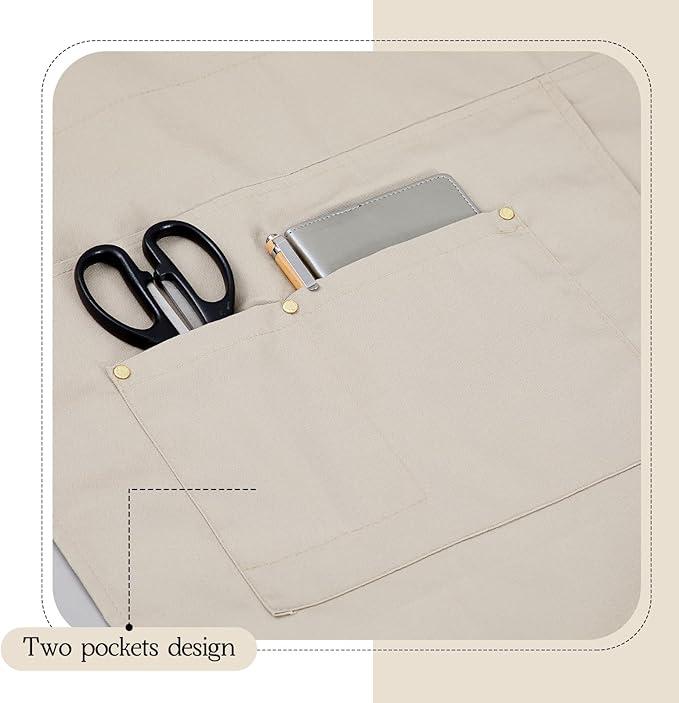 Crossback Pottery Apron Split Leg with Large Pocket Canvas Apron with Adjustable Strap for Art Garden Nail Tech Hairstylist