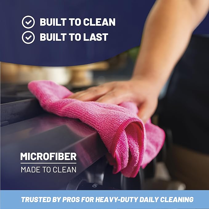 MW Pro Microfiber Cleaning Cloth | Brown | 12 Pack | 16” x 16” | Coffee, Barista, Espresso Towels - Clean, Dust, Polish, Scrub, Absorbent