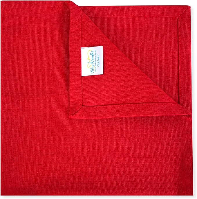 Blue Needles Solid Cloth Napkins Set of 6 Red 100% Cotton Dinner Napkins 18x18 inches - Soft, Reusable, Absorbent & Washable Linen, Ideal for Valentine's Day Events, Parties & Everyday Use