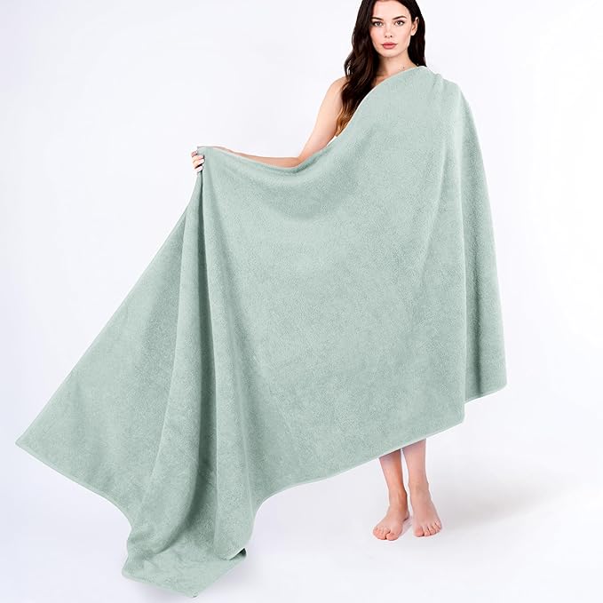 Cotton Paradise 100% Cotton 40x80 Oversized Bath Sheet, Extra Large Turkish Bath Towels for Bathroom, Mint Green Bathsheet