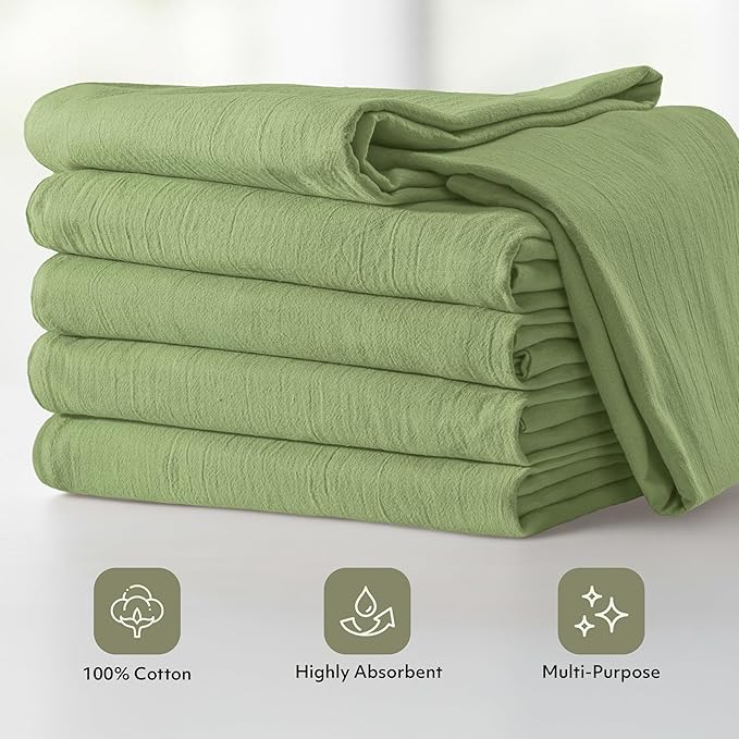Utopia Kitchen Sage Green Flour Sack Towels [12 Pack - 28 x 28 Inch] 100% Cotton Tea Towels for Cleaning & Drying - Highly Absorbent Kitchen Dish Cloth