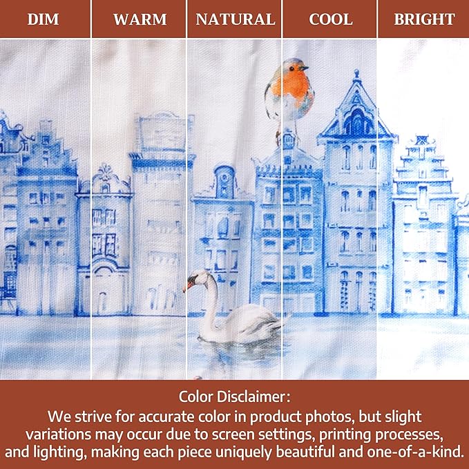 Maison d' Hermine Double Oven Mitts 100% Cotton 7"x35" Double Oven Mitt Heat Resistant BBQ Cooking Gloves with Loop Baking Grilling Gifts for Mothers Day Spring Summer (Amsterdam Canals)
