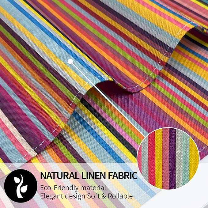 Rainbow Placemats Set of 6, 12x18 Inch Heat-Resistant Washable Easy to Clean Place Mats, Faux Linen Cloth Table Mats Suitable for Indoor/Outdoor Parties & Kitchen Decor (Rainbow)
