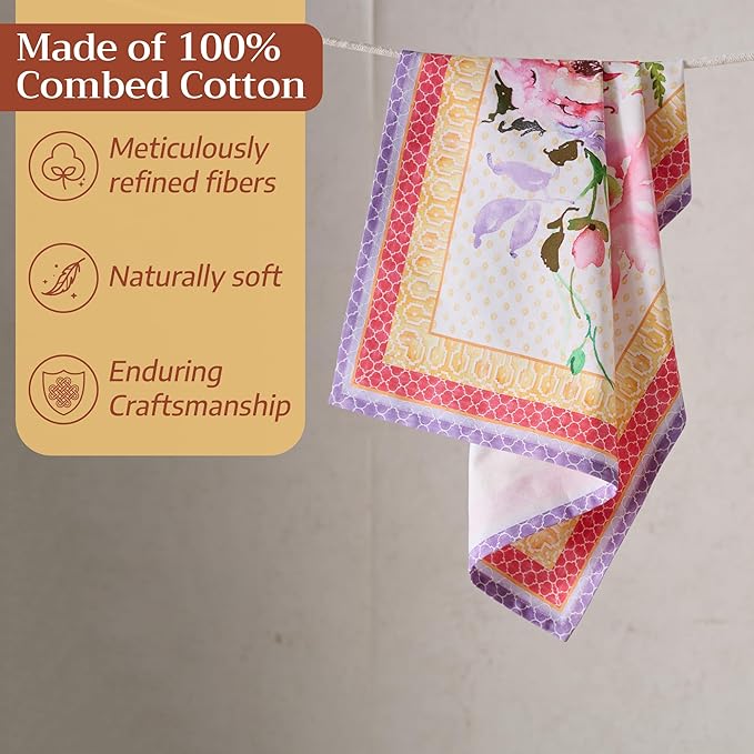 Maison d' Hermine Kitchen Towel 100% Combed Cotton Premium Set of 3 Kitchentowels Tea Towels (20"x27.50") for Table Cleaning, Dining, Buffet Parties & Wedding Use - Summer Joy