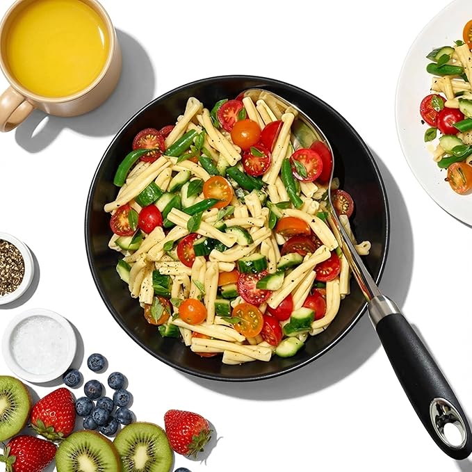 304 Stainless Steel Spoon Set, Soup Ladle, Solid & Slotted Cooking Spoons, Non-Slip Heat-Resistant Handles, Dishwasher Safe Kitchen Tools,Stainless Steel Large Serving Spoons Set pack of 3