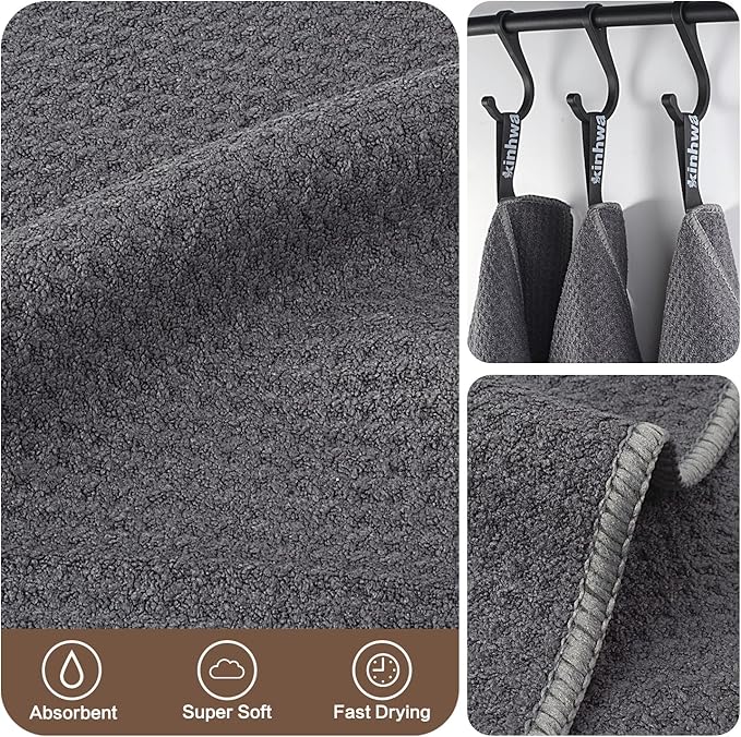 KinHwa Kitchen Washcloths for Dishes Absorbent Microfiber Dish Cloths Quick Dry Dish Rags with Poly Scour Scrub Side Ideal for Kitchen Cleaning (Grag-B, 9inchx9inch 9 Pack)