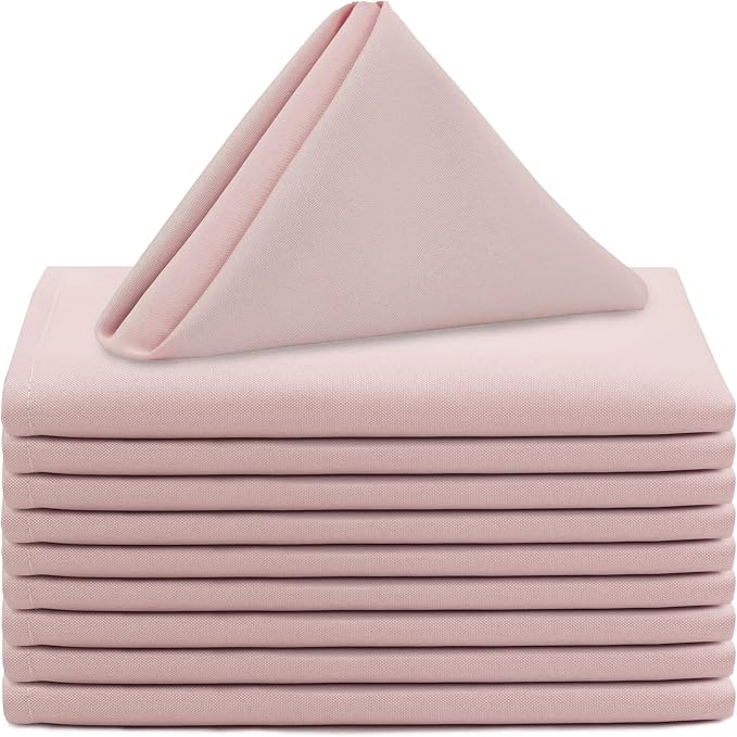 Your Chair Covers - 10 Pack 20 Inch Blush Cloth Polyester Napkins – Washable Dinner Fabric Napkins with Hemmed Edges for Weddings, Restaurants & Special Events