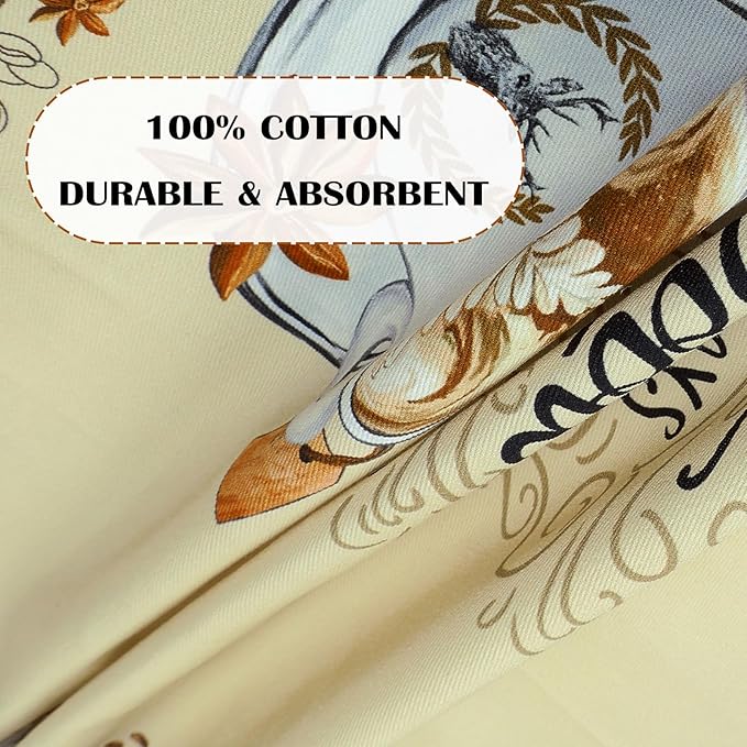 Coffee Tea Towels, Rustic Vintage Cotton Kitchen Towel 18.9×27.5 inch, Quick Drying Dish Cloth for Party Anniversary Holiday Decoration, Housewarming Gifts for Mom