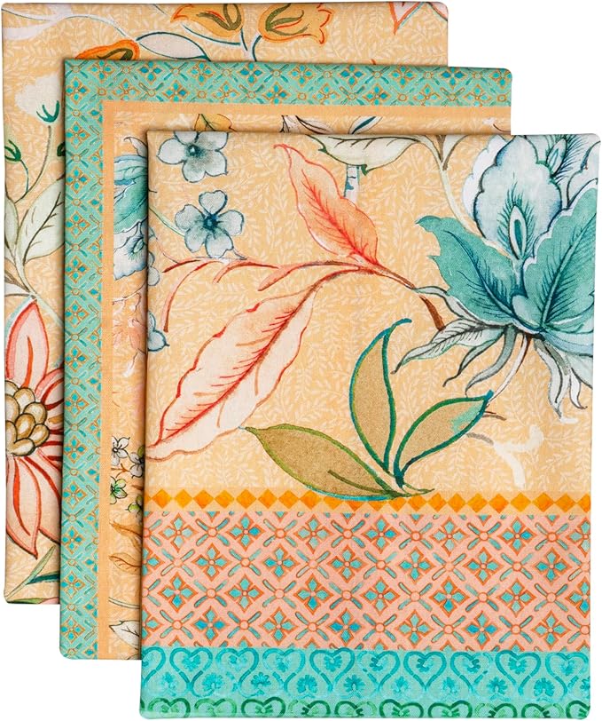 Maison d' Hermine Kitchen Towels Set of 3 100% Cotton 27.50" x 20" Reusable Cloth Tea Dish Towels Absorbent with Hanging Loop for Kitchen Gifts for Mothers Day Spring/Summer (Luxury Loft - Peach)