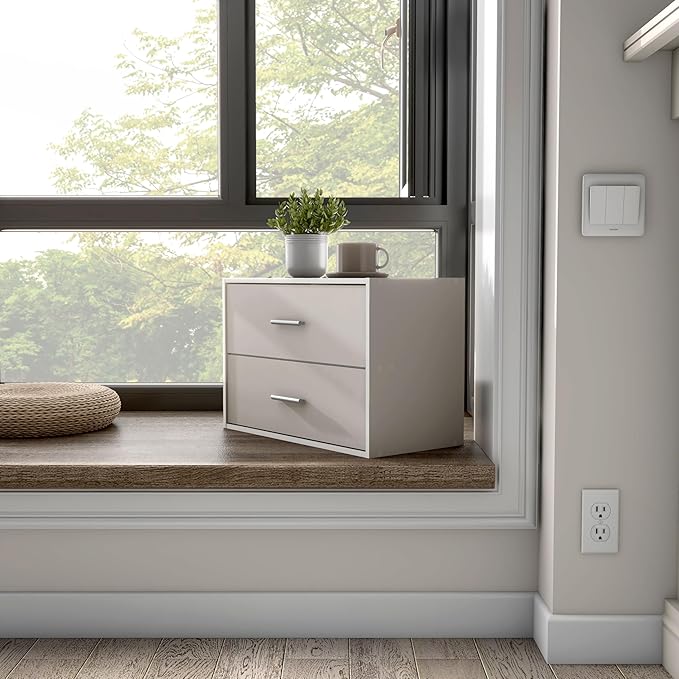 Homes: Inside + Out Apexa 2-Drawer Wooden Stackable Storage Drawers, Small Food Pantry Cabinet, Cajonera De Madera, Underbed Drawer Dorm Teen Room Decor & Bedroom, Home Office, Kitchen, Taupe Grey