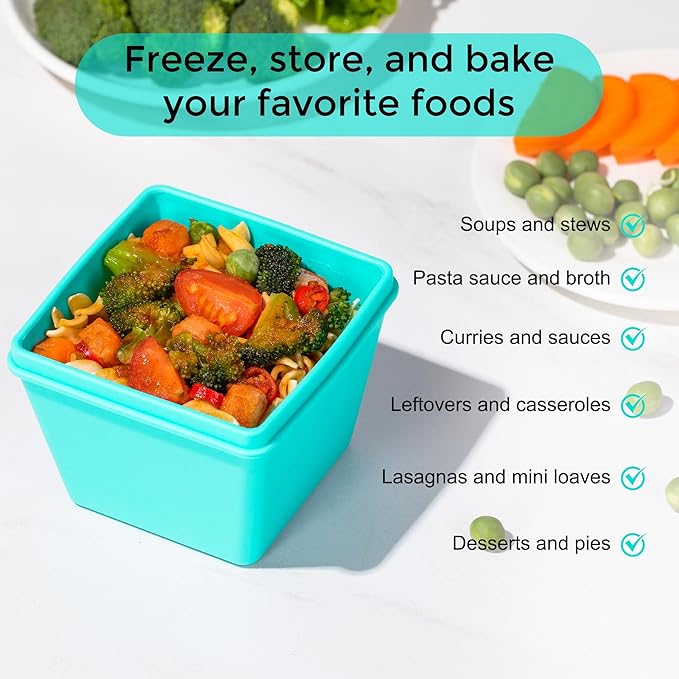 Gemice 1-Cup Silicone Freezer Molds with Lids, Individual 4-Pack Portion Soup Cubes Freezer Trays for Food Storage, Oven & Dishwasher Safe, BPA-Free, Silicone Freezer Containers for Meal Prep