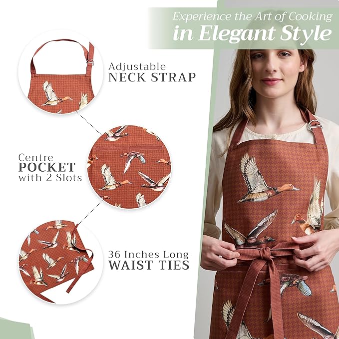 Maison d' Hermine 100% Cotton Apron for women with Pocket Kitchen Chef Apron for Men Cooking Mothers Day Gifts