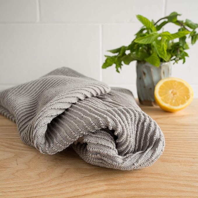 Now Designs 197422aa Ripple Kitchen Towel, Set of 2, London Grey