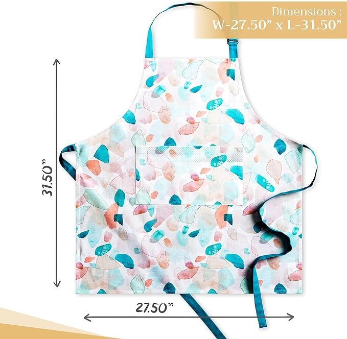 Maison d' Hermine 100% Cotton Apron for women with Pocket Kitchen Chef Apron for Men Cooking Mothers Day Gifts