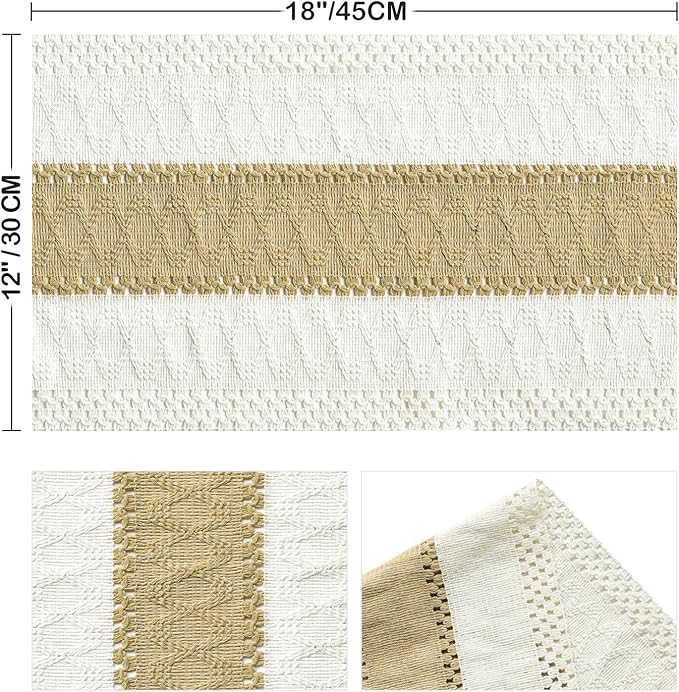 Artoid Mode Burlap Brown Farmhouse Rustic Placemats Set of 6,12x18 Inch Seasonal Holiday Hollow Table Mats Party Kitchen Dining Decoration