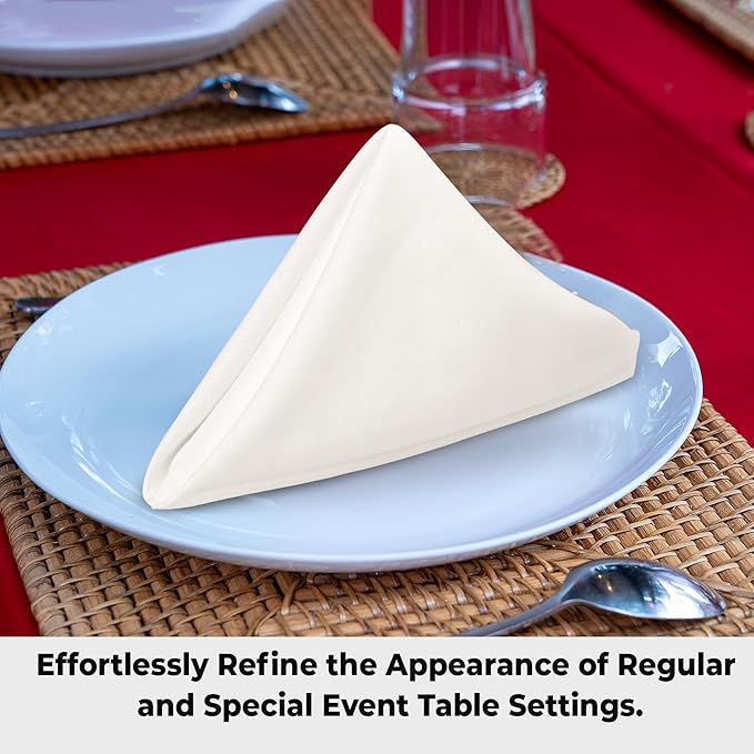 Urban Villa Cloth Napkins Ivory Dinner Napkins Set of 12 (18X18) 100% Cotton Absorbent Washable Durable Reusable Cloth Napkins Ideal for Easter Decorations Hotel Collection Farmhouse Parties Napkins