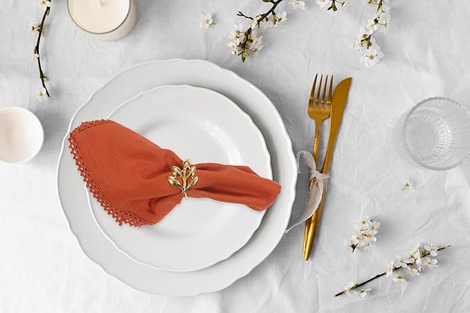 ACCENTHOME Rust Cloth Napkins Set of 6 18x18 inch Cotton Dinner Napkins - Washable Soft Premium Hotel Quality Reusable Napkins Perfect Table Napkins for Family Dinners, Weddings & Everyday Use