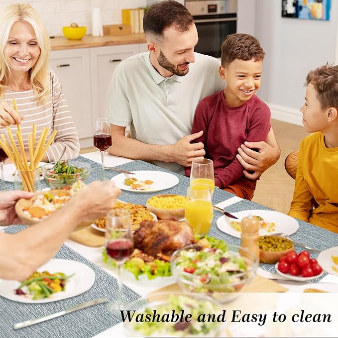 Placemats Set of 4, Heat Resistant Placemats Wrinkle Free Place Mats for Dining Table, Cotton Linen Table Mats for Indoor & Outdoor, 12x18 inch (Flax Gray)