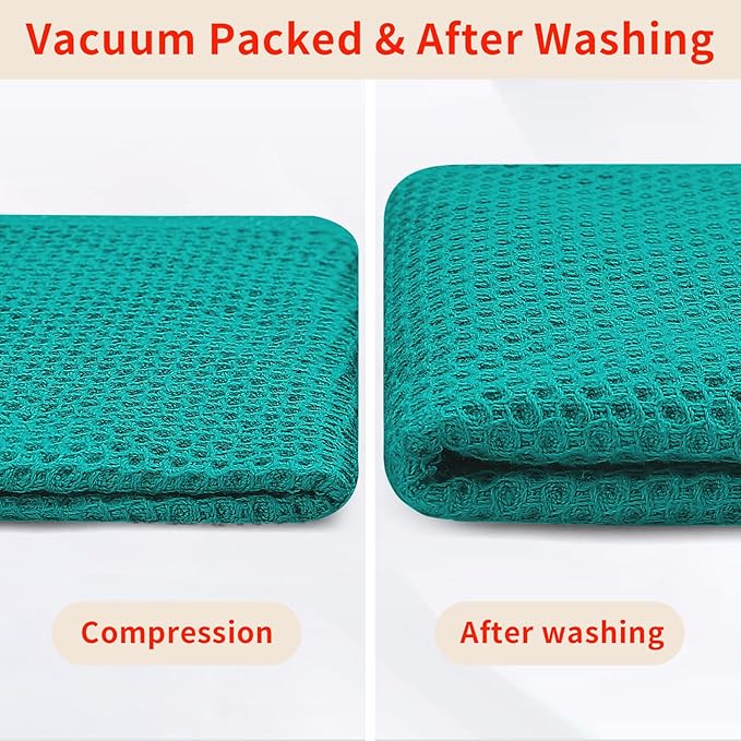 Homaxy 100% Cotton Waffle Weave Kitchen Dish Cloths, Ultra Soft Absorbent Quick Drying Dish Towels, 12 x 12 Inches, 8-Pack, Teal