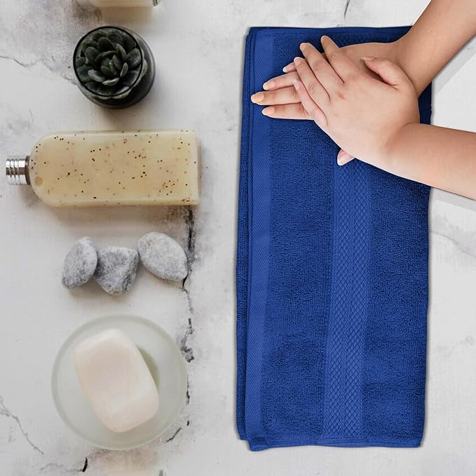 Avalon Towels Luxury Hand Towels Size 16x28 Inches Pack of 6 - Premium Cotton, Soft and Highly Absorbent Hand Towels for Bathroom, 600 GSM Face Towels, Hotel & Spa Quality, Quick Dry (Royal Blue)