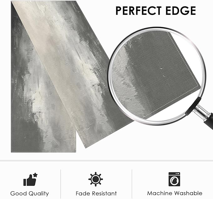 Emvency Modern Table Runner, Black and White Abstract Oil Painting for Kitchen Coffee Table Family Dinners Holiday Parties Wedding Events Decor(13x72 inch)