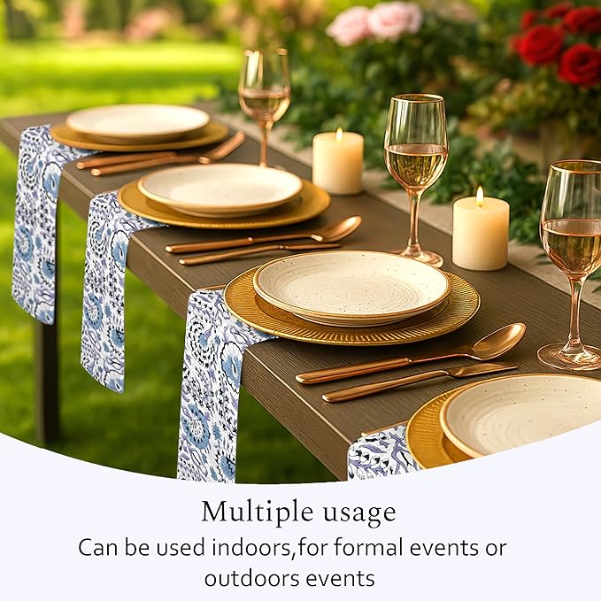 CPC Indigo Blue Indian Block Print Cotton Cloth Napkins Set of 4, 18x18 Reusable Everyday Napkins, Soft, Absorbent, Floral Dinner Napkin, Holiday, Party Gift, Spring,Mother's Day
