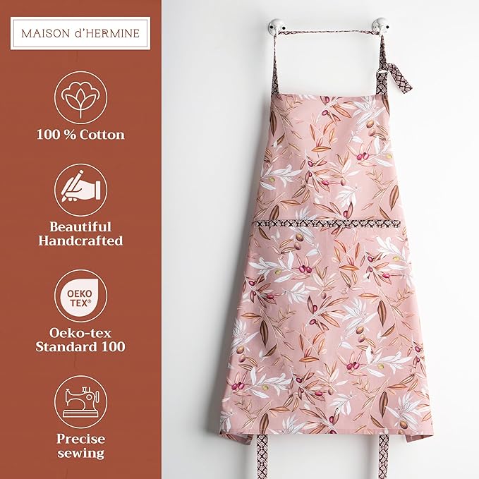 Maison d' Hermine 100% Cotton Apron for women with Pocket Kitchen Chef Apron for Men Cooking Mothers Day Gifts