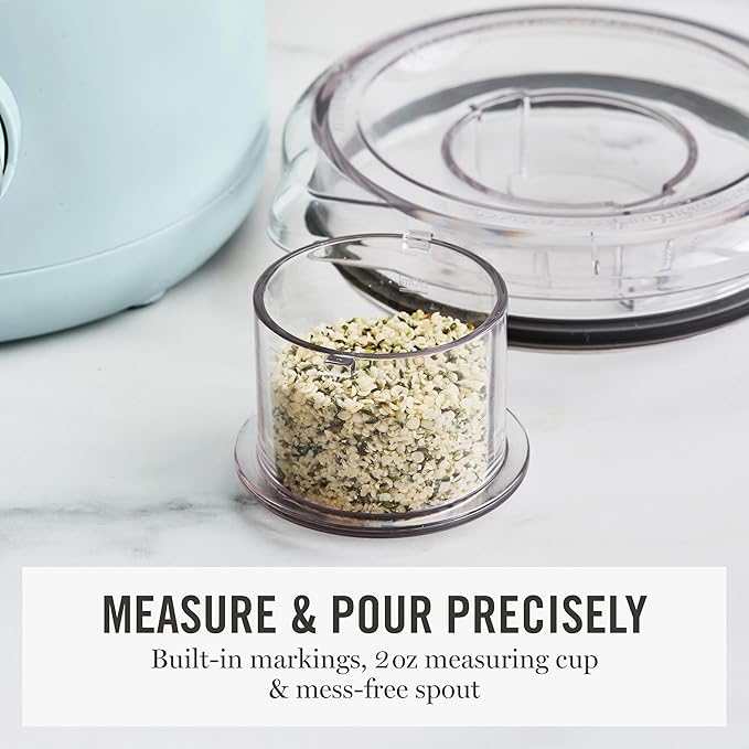 Martha Stewart Countertop Blender, 50oz Jar, 6 Stainless Steel Blades 3 Speeds & 5 Presets, Auto Clean, Smoothies, Crush Ice, Shakes, Chop, Margarita, Measurement Markings, 700W, Sky Blue