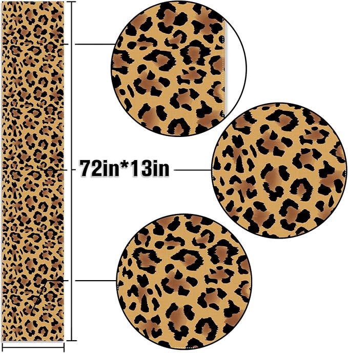 Leopard Print Party Decorations Cheetah Table Runner Jungle Animal Theme Birthday Decor Dining Room Home Kitchen Island Decor (13" x 72")