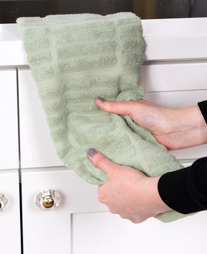 All-Clad Solid Kitchen Towels: Highly Absorbent, Super Soft Long Lasting - 100% Cotton, 17"x30" Tea Towels for Cleaning & Drying Dishes, Pans, Glassware, or Countertops, (2-Pack), Fennel
