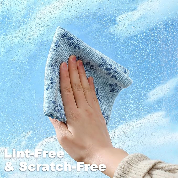 Microfiber Cleaning Cloth Roll,80 Pack Cleaning Towels,Lint Free Rags Paper Towels & Tear Away Reusable Towels,Washable Shop Rags Floral Wipe Cloth,Wash Cloths Dish Rags for Car Kitchen Window