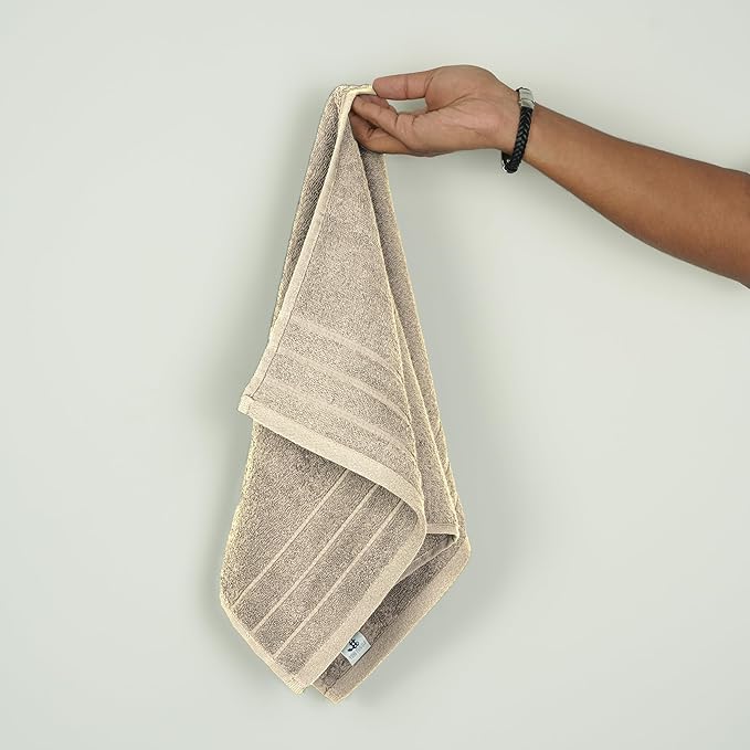 Tens Towels Pack of 6 Hand Towels, 100% Cotton, Lighter Weight, Quick to Dry, 16 x 28 Inches, Super Soft & Absorbent, Perfect for Bathroom & Kitchen (Beige)