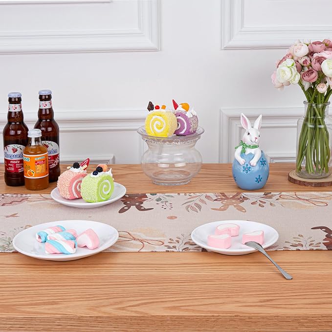 QINJIEJIE Easter Runner Mantel Decor, Egg Bunny Table Runner, Farmhouse Vintage Indoor Seasonal Spring Kitchen Decorations for Home Party Decor Table Runner 13x72 Inch (Bunny Rabbit)