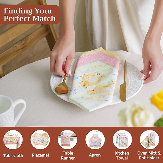 Maison d' Hermine Cloth Napkins Set of 4 100% Cotton Everyday Reusable Square Napkins Cloth Washable Dinner Party Wedding Restaurant Gifts for Mothers Day Spring/Summer (Easter Zest, 20" x 20")