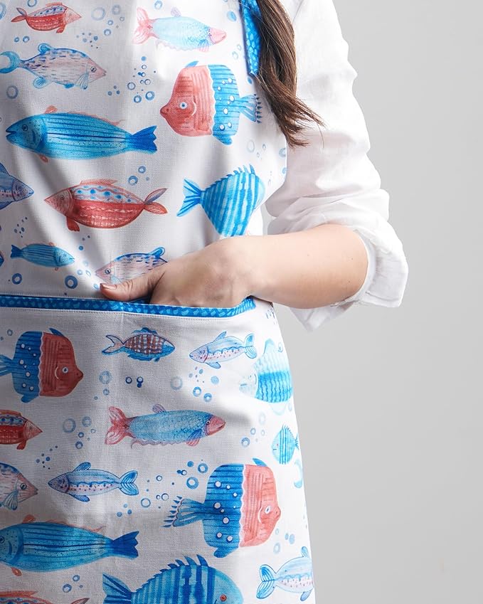 Maison d' Hermine 100% Cotton Apron for women with Pocket Kitchen Chef Apron for Men Cooking Mothers Day Gifts