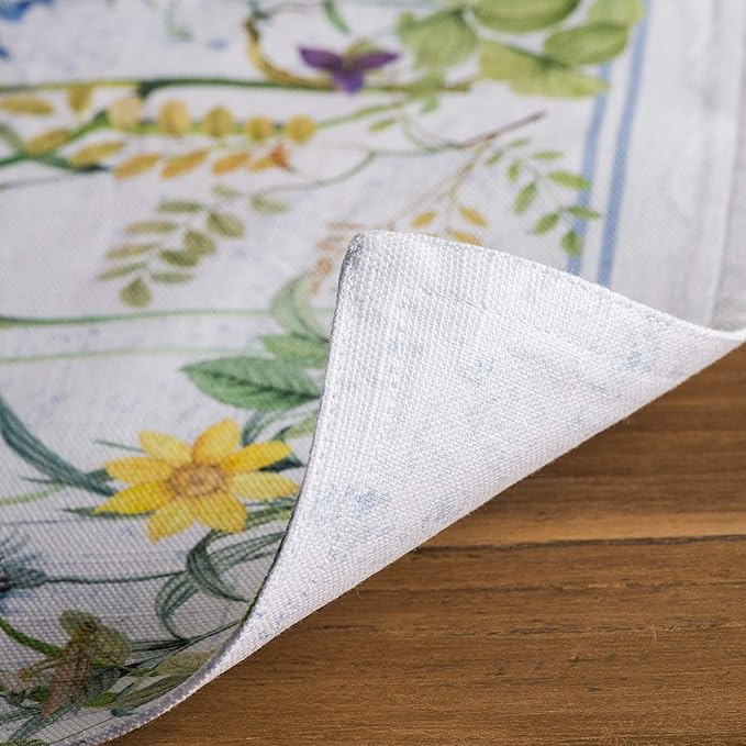 Maison d' Hermine Placemats Set of 4 100% Cotton Washable Cloth Place Mats Reusable Table Mats for Kitchen Dining Party Wedding Gifts for Mothers Day Spring/Summer (Fleurs De Mai, 13" x 19")