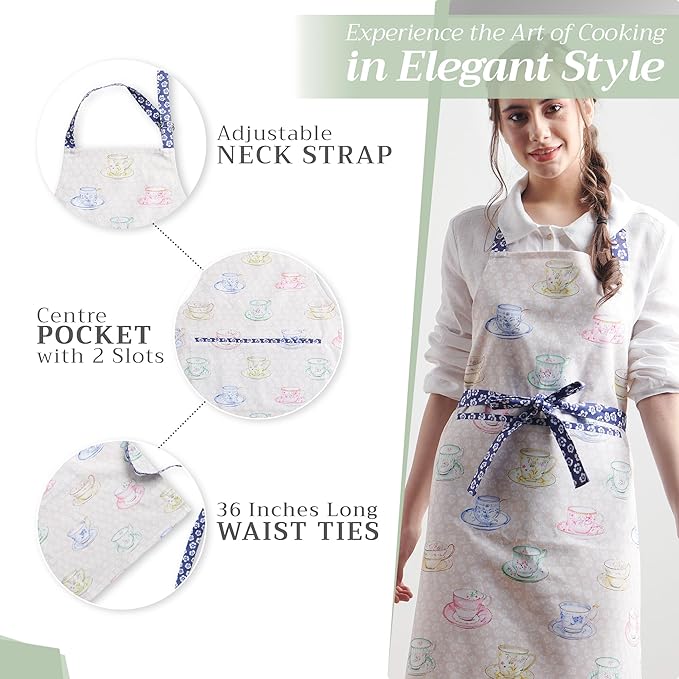 Maison d' Hermine 100% Cotton Apron for women with Pocket Kitchen Chef Apron for Men Cooking Mothers Day Gifts