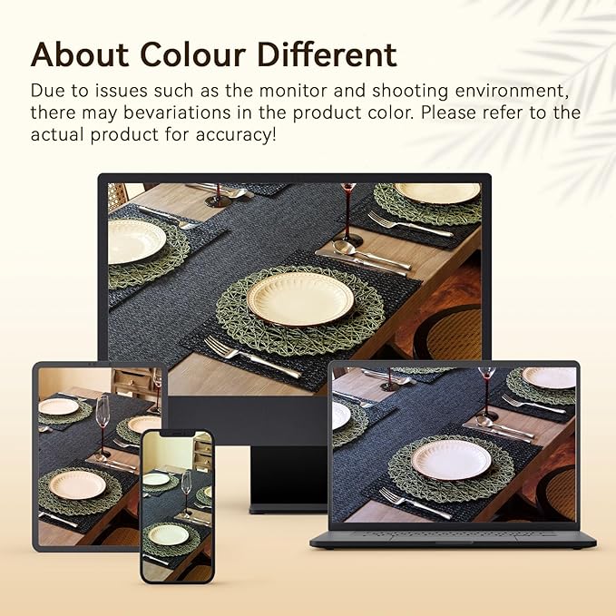 AHHFSMEI Paper Braided Round Placemats Set of 8 Natural Non-Slip Heat Resistant Table Mats for Dining Tables Woven Indoor & Outdoor Place mats(Green,8)
