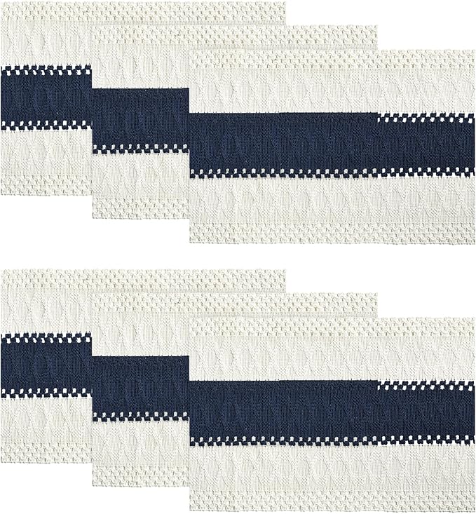 Artoid Mode Dark Blue Farmhouse Rustic Placemats Set of 6,12x18 Inch Seasonal Holiday Hollow Table Mats Party Kitchen Dining Decoration