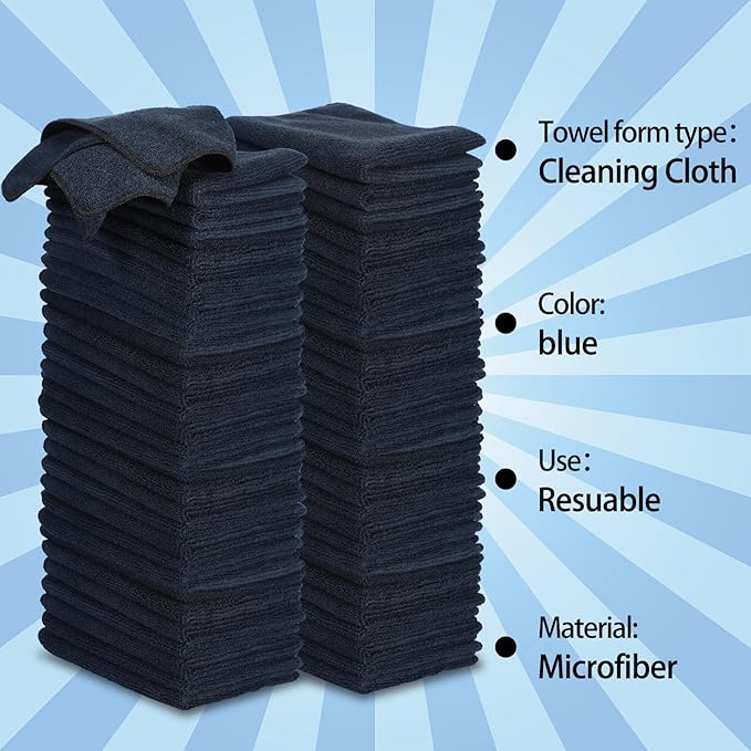 Tanlade Cleaning Cloth Dry Erase Cloth Cleaning Rags Reasonable Kitchen Towels Microfiber Towels Cars Wash(12 x 12 Inch,Black,10 Pcs)