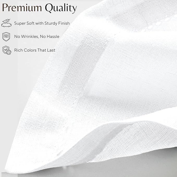 Ramanta Home White Coth Dinner Napkin Set of 12, Premium Cotton 18X18 Inch Linen Flax Soft & Durable Washable Ideal for Everyday Use -Dining, Parties, Weddings, Spring & Easter Table Décor