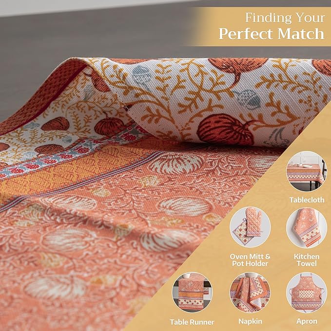 Maison d' Hermine Placemats Set of 4 100% Cotton Washable Cloth Place Mats, Reusable Table Mats for Thanksgiving Christmas Decorations Kitchen Dining Party Wedding (Harvest Festival, 13" x 19")