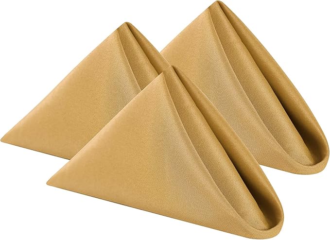 Cloth Napkins 17x17 inch Washable Polyester Dinner Napkins Soft Table Napkins for Wedding Party Dining Banquet(Gold,100PCS)