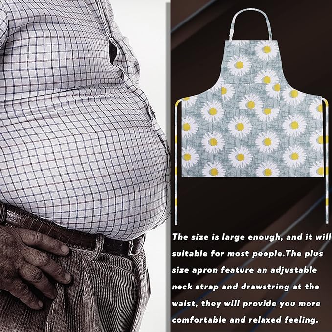 LOLOMLO Oversize Canvas Cotton Apron, Extra Large Aprons with Long Strap, Adjustable Neck Tear Resistant Plus Size aprons