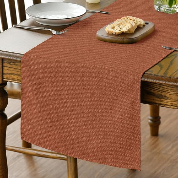 Artoid Mode Rusty Orange Table Runner, Seasonal Fall Thanksgiving Washable Kitchen Dining Table Decoration for Home Party Decor 13x120 Inch
